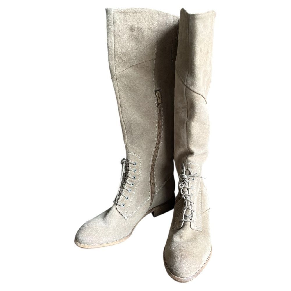 Seychelles Genuine Suede Leather Knee High Boots 7.5 Boho Peasant Neutral Classy
